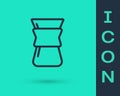 Black line Chemex icon isolated on green background. Alternative methods of brewing coffee. Coffee culture. Vector