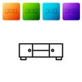 Black line Chest of drawers icon isolated on white background. Set icons in color square buttons. Vector Royalty Free Stock Photo