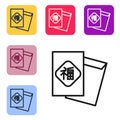 Black line Chinese New Year icon isolated on white background. Set icons in color square buttons. Vector Royalty Free Stock Photo