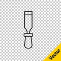 Black line Chisel tool for wood icon isolated on transparent background. Vector