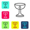 Black line Christian chalice icon isolated on white background. Christianity icon. Happy Easter. Set icons in color Royalty Free Stock Photo