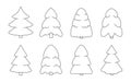 Black line Christmas forest tree icon vector set Royalty Free Stock Photo