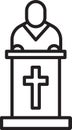 Black line Church pastor preaching icon isolated on white background. Vector Illustration.