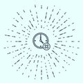 Black line Clock delete icon isolated on grey background. Time symbol. Abstract circle random dots. Vector