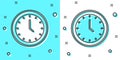 Black line Clock icon isolated on green and white background. Time symbol. Random dynamic shapes. Vector