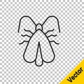 Black line Clothes moth icon isolated on transparent background. Vector