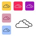 Black line Cloud icon isolated on white background. Set icons in color square buttons. Vector Royalty Free Stock Photo