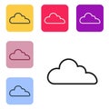 Black line Cloud icon isolated on white background. Set icons in color square buttons. Vector Royalty Free Stock Photo