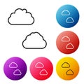 Black line Cloud icon isolated on white background. Set icons colorful circle buttons. Vector Royalty Free Stock Photo