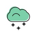 Black line Cloud with snow icon isolated on white background. Cloud with snowflakes. Single weather icon. Snowing sign Royalty Free Stock Photo