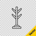 Black line Coat stand icon isolated on transparent background. Vector Royalty Free Stock Photo