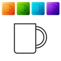 Black line Coffee cup icon isolated on white background. Tea cup. Hot drink coffee. Set icons in color square buttons Royalty Free Stock Photo