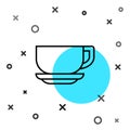Black line Coffee cup icon isolated on white background. Tea cup. Hot drink coffee. Random dynamic shapes. Vector Royalty Free Stock Photo