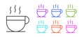 Black line Coffee cup icon isolated on white background. Tea cup. Hot drink coffee. Set icons colorful. Vector Royalty Free Stock Photo