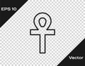 Black line Cross ankh icon isolated on transparent background. Vector Illustration.