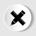 Black line crossed ruler and pencil icon