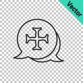 Black line Crusade icon isolated on transparent background. Vector