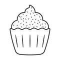 Black Line Cupcake Icon Clipart with Sprinkles PNG Illustration Royalty Free Stock Photo