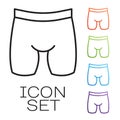 Black line Cycling shorts icon isolated on white background. Set icons colorful. Vector