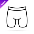 Black line Cycling shorts icon isolated on white background. Vector