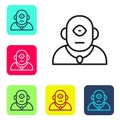 Black line Cyclops icon isolated on white background. Set icons in color square buttons. Vector Royalty Free Stock Photo