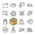 Black line Delivery icons set. Express Delivery, Fast Delivery, Tracking Order. Royalty Free Stock Photo