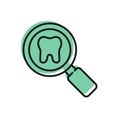 Black line Dental search icon isolated on white background. Tooth symbol for dentistry clinic or dentist medical center Royalty Free Stock Photo