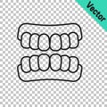 Black line Dentures model icon isolated on transparent background. Teeth of the upper jaw. Dental concept. Vector Royalty Free Stock Photo