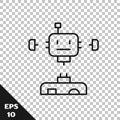 Black line Disassembled robot icon isolated on transparent background. Artificial intelligence, machine learning, cloud