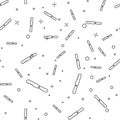 Black line Disposable plastic knife icon isolated seamless pattern on white background. Vector