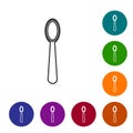 Black line Disposable plastic spoon icon isolated on white background. Set icons in color circle buttons. Vector Royalty Free Stock Photo