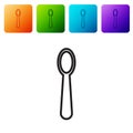 Black line Disposable plastic spoon icon isolated on white background. Set icons in color square buttons. Vector Royalty Free Stock Photo