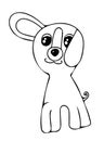 Black line dog cartoon charactrer isolated on the white background. Royalty Free Stock Photo
