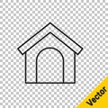 Black line Dog house icon isolated on transparent background. Dog kennel. Vector