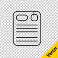 Black line Dossier folder icon isolated on transparent background. Vector