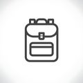 Black line drawing of a backpack on a white background. The design features a Royalty Free Stock Photo