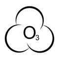 Black line drawing of the ozone molecule symbol O3 Royalty Free Stock Photo