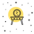 Black line Dressing table icon isolated on white background. Random dynamic shapes. Vector Royalty Free Stock Photo