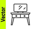 Black line Dressing table icon isolated on white background. Vector Royalty Free Stock Photo