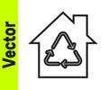 Black line Eco House with recycling symbol icon isolated on white background. Ecology home with recycle arrows. Vector Royalty Free Stock Photo