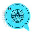 Black line Egyptian pharaoh icon isolated on white background. Blue speech bubble symbol. Vector Royalty Free Stock Photo