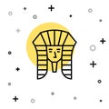 Black line Egyptian pharaoh icon isolated on white background. Random dynamic shapes. Vector Royalty Free Stock Photo