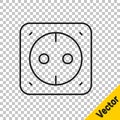 Black line Electrical outlet icon isolated on transparent background. Power socket. Rosette symbol. Vector Royalty Free Stock Photo