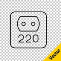 Black line Electrical outlet icon isolated on transparent background. Power socket. Rosette symbol. Vector Royalty Free Stock Photo