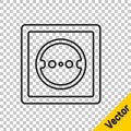Black line Electrical outlet icon isolated on transparent background. Power socket. Rosette symbol. Vector Royalty Free Stock Photo