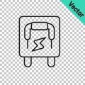 Black line Electrical panel icon isolated on transparent background. Switch lever. Vector Royalty Free Stock Photo