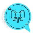 Black line Elephant icon isolated on white background. Blue speech bubble symbol. Vector Royalty Free Stock Photo