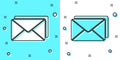 Black line Envelope icon isolated on green and white background. Email message letter symbol. Random dynamic shapes