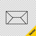 Black line Envelope icon isolated on transparent background. Email message letter symbol. Vector Royalty Free Stock Photo