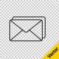 Black line Envelope icon isolated on transparent background. Email message letter symbol. Vector Illustration Royalty Free Stock Photo